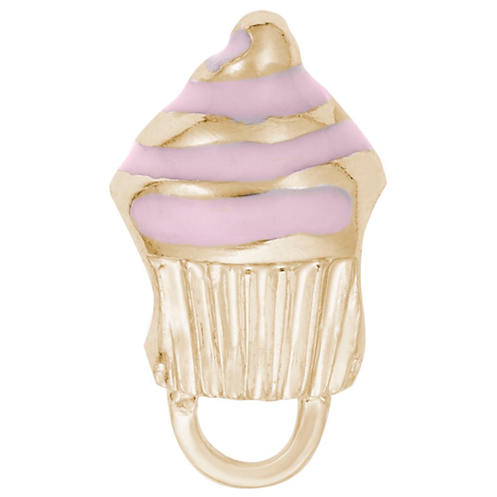 Rembrandt Charms - Pink Swirl Cupcake Charmdrop - 9187-001 Rembrandt Charms Charm Birmingham Jewelry
