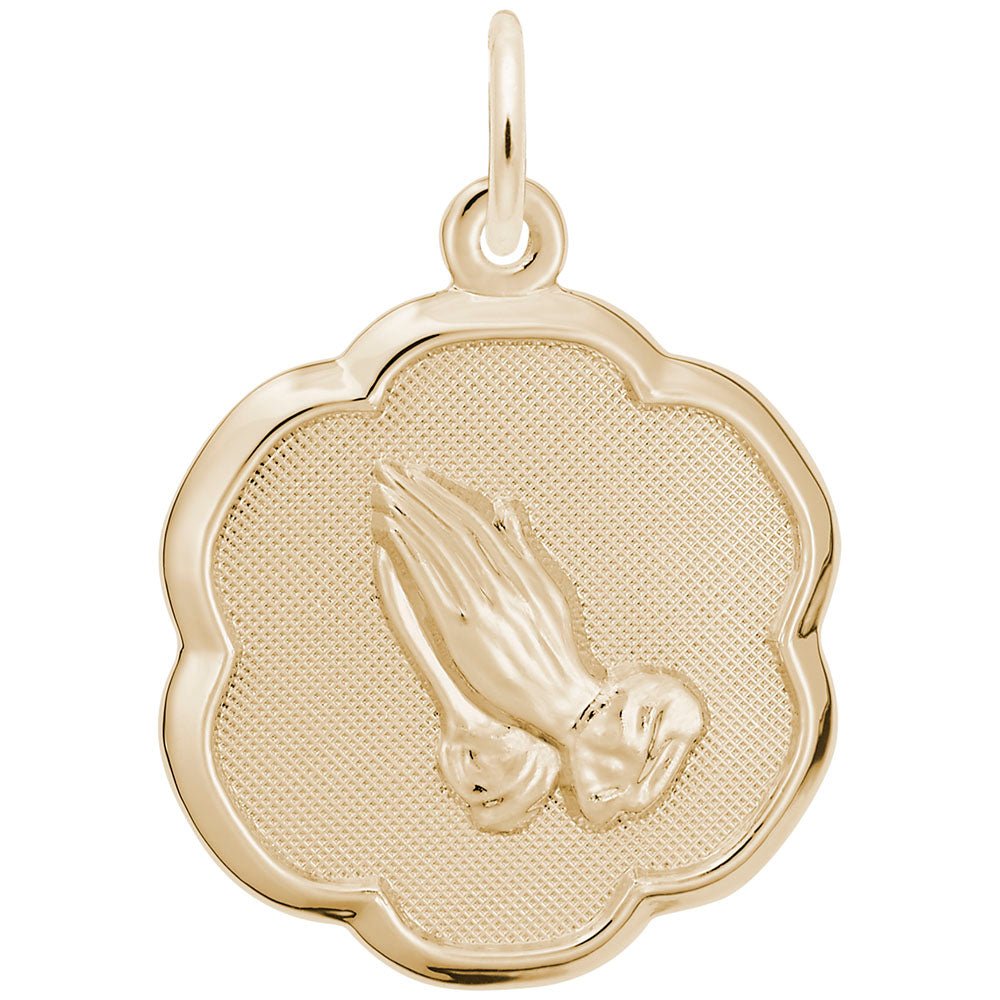 Rembrandt Charms - Praying Hands Scalloped Disc Charm - 0959 Rembrandt Charms Charm Birmingham Jewelry