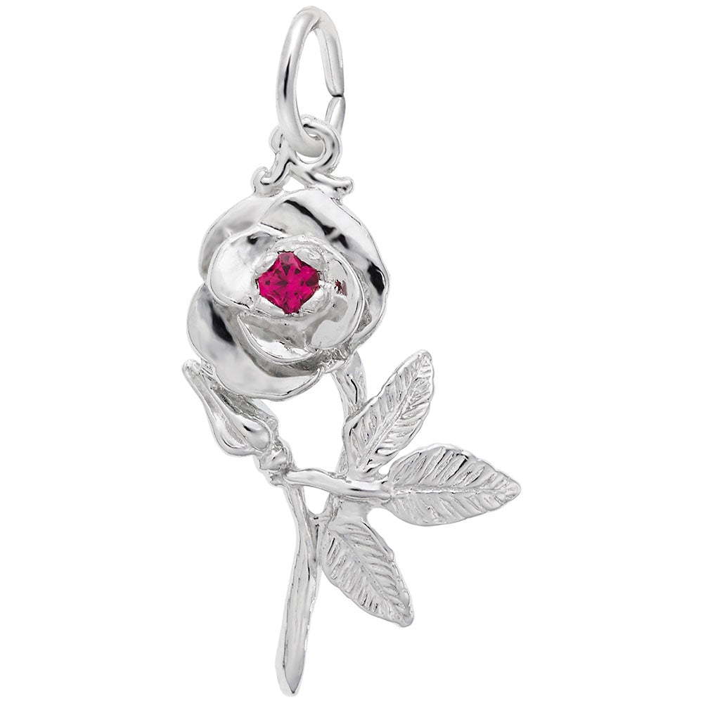 Rembrandt Charms - Rose with Stone Charm - 6489 Rembrandt Charms Charm Birmingham Jewelry