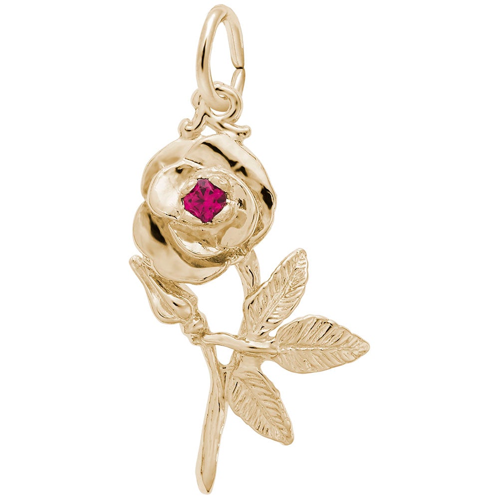 Rembrandt Charms - Rose with Stone Charm - 6489 Rembrandt Charms Charm Birmingham Jewelry