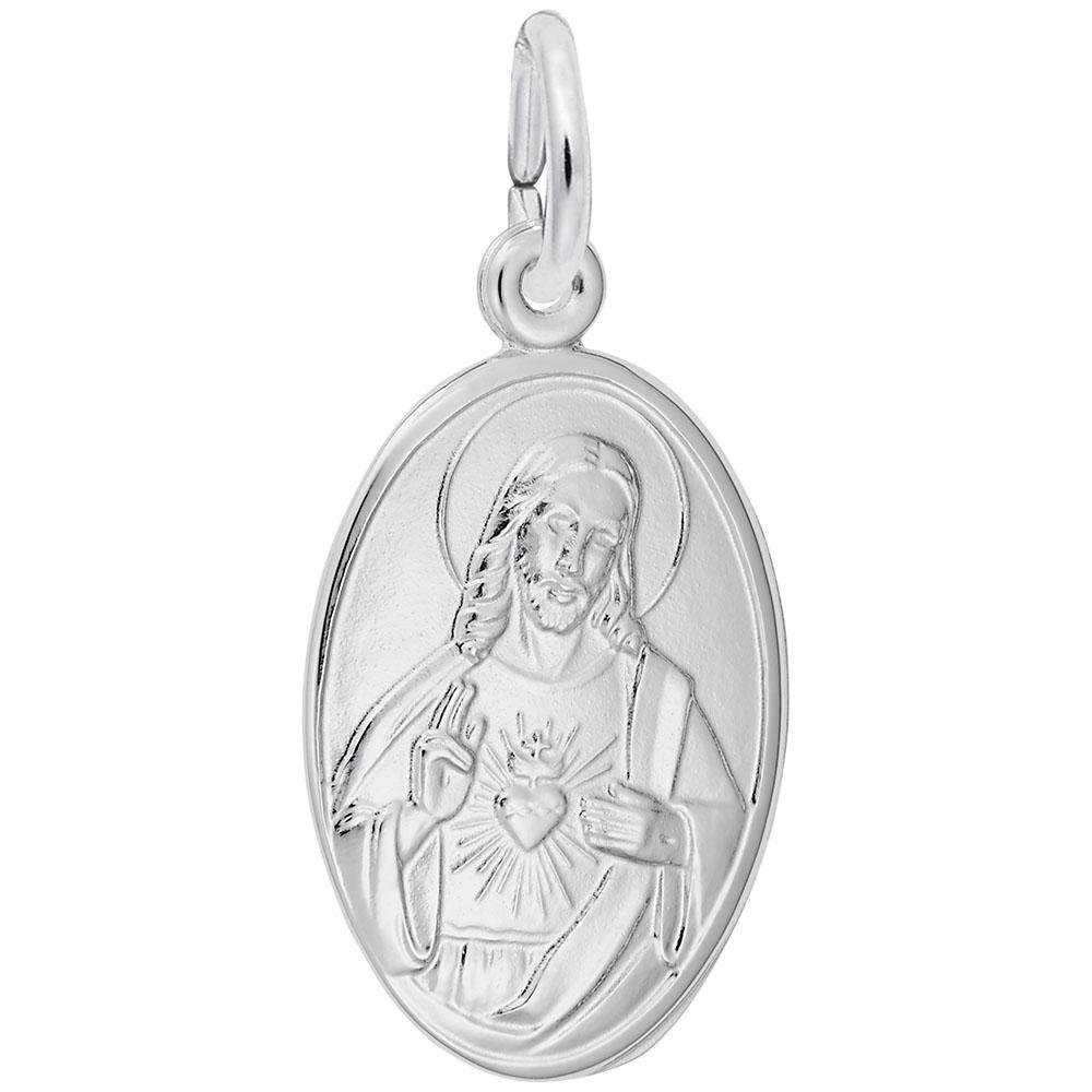 Rembrandt Charms - Sacred Heart Oval Disc Charm - 3369 Rembrandt Charms Charm Birmingham Jewelry