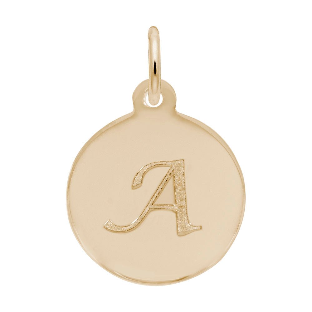 Rembrandt Charms - Script Initial Disc Charm-Letter A - 1896-001 Rembrandt Charms Charm Birmingham Jewelry