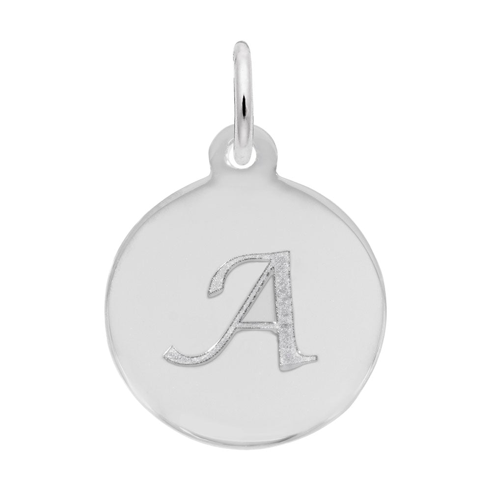 Rembrandt Charms - Script Initial Disc Charm-Letter A - 1896-001 Rembrandt Charms Charm Birmingham Jewelry