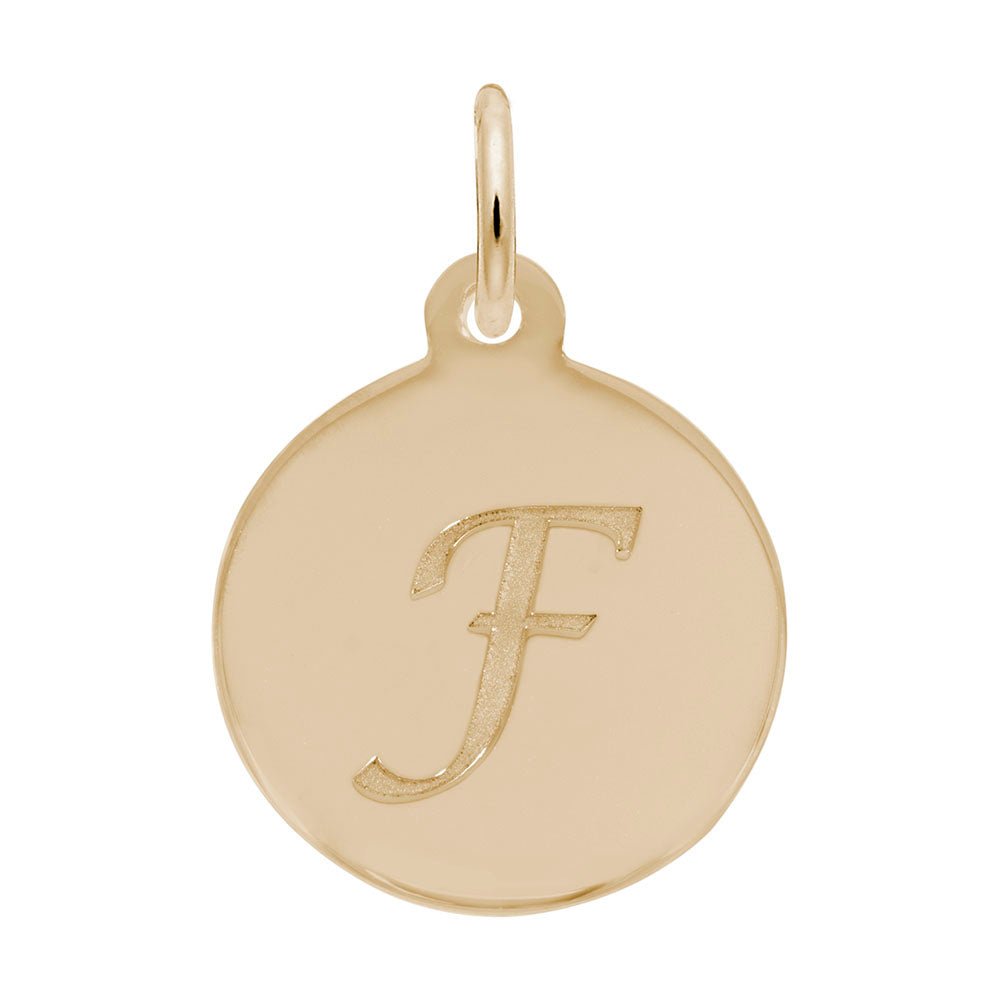 Rembrandt Charms - Script Initial Disc Charm-Letter F - 1896-006 Rembrandt Charms Charm Birmingham Jewelry