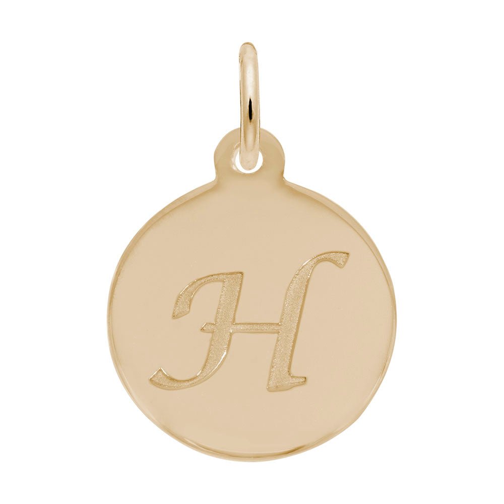 Rembrandt Charms - Script Initial Disc Charm-Letter H - 1896-008 Rembrandt Charms Charm Birmingham Jewelry