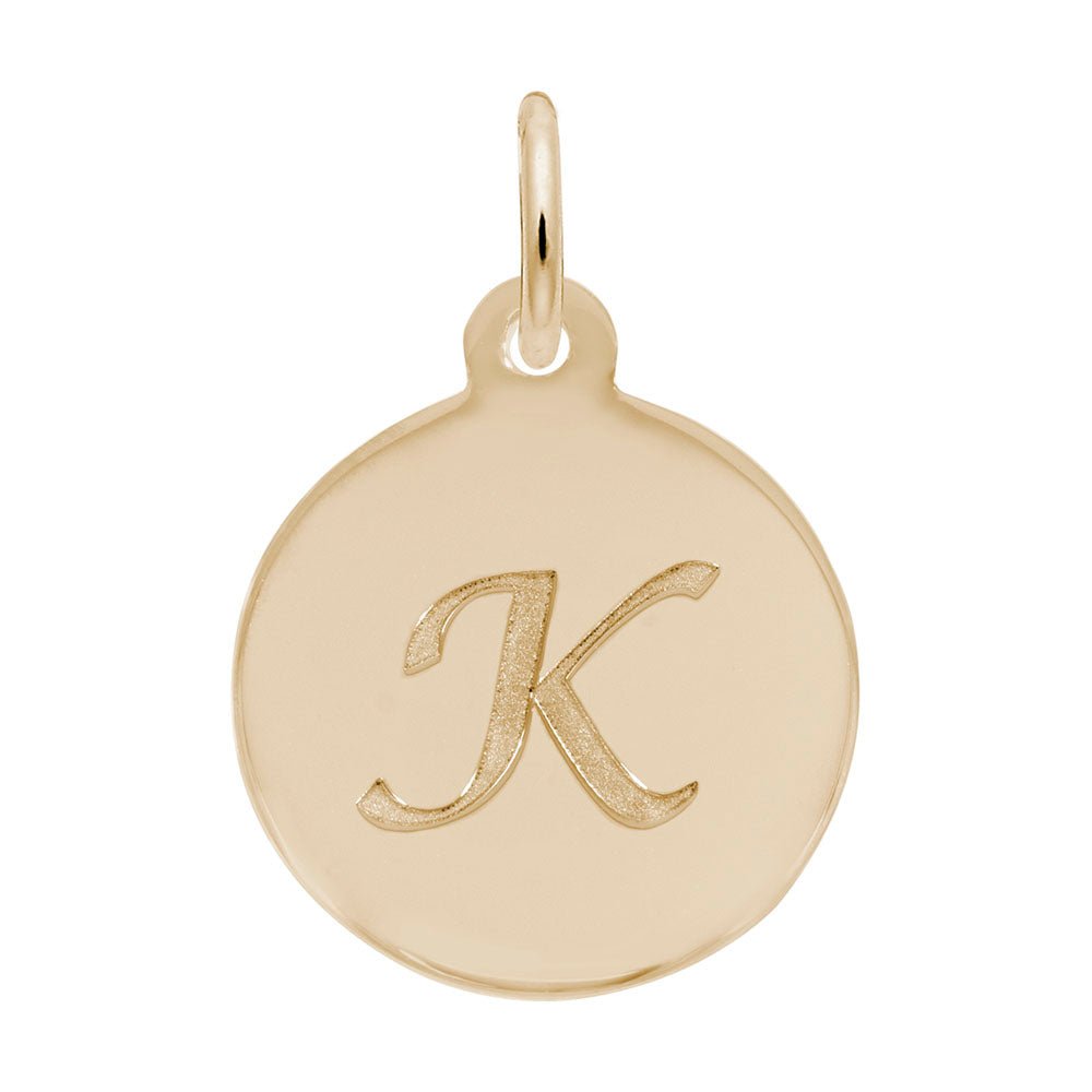 Rembrandt Charms - Script Initial Disc Charm-Letter K - 1896-011 Rembrandt Charms Charm Birmingham Jewelry