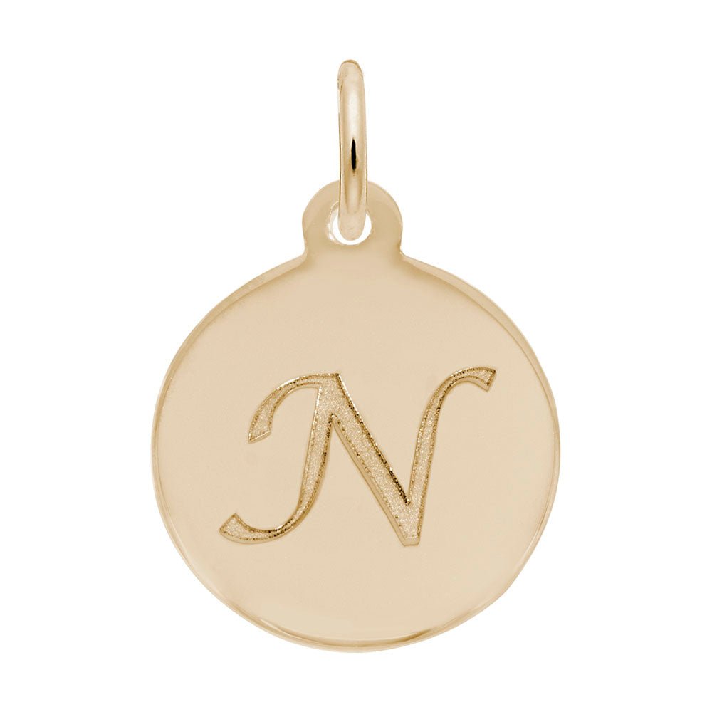 Rembrandt Charms - Script Initial Disc Charm-Letter N - 1896-014 Rembrandt Charms Charm Birmingham Jewelry