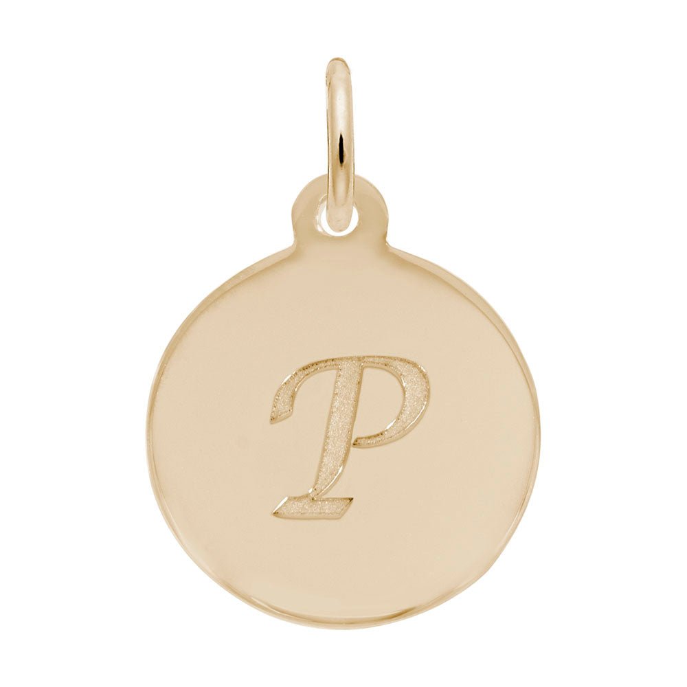 Rembrandt Charms - Script Initial Disc Charm-Letter P - 1896-016 Rembrandt Charms Charm Birmingham Jewelry