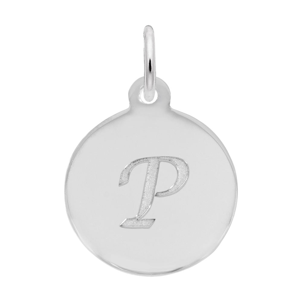 Rembrandt Charms - Script Initial Disc Charm-Letter P - 1896-016 Rembrandt Charms Charm Birmingham Jewelry