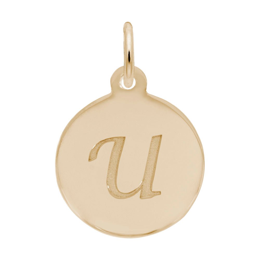 Rembrandt Charms - Script Initial Disc Charm-Letter U - 1896-021 Rembrandt Charms Charm Birmingham Jewelry
