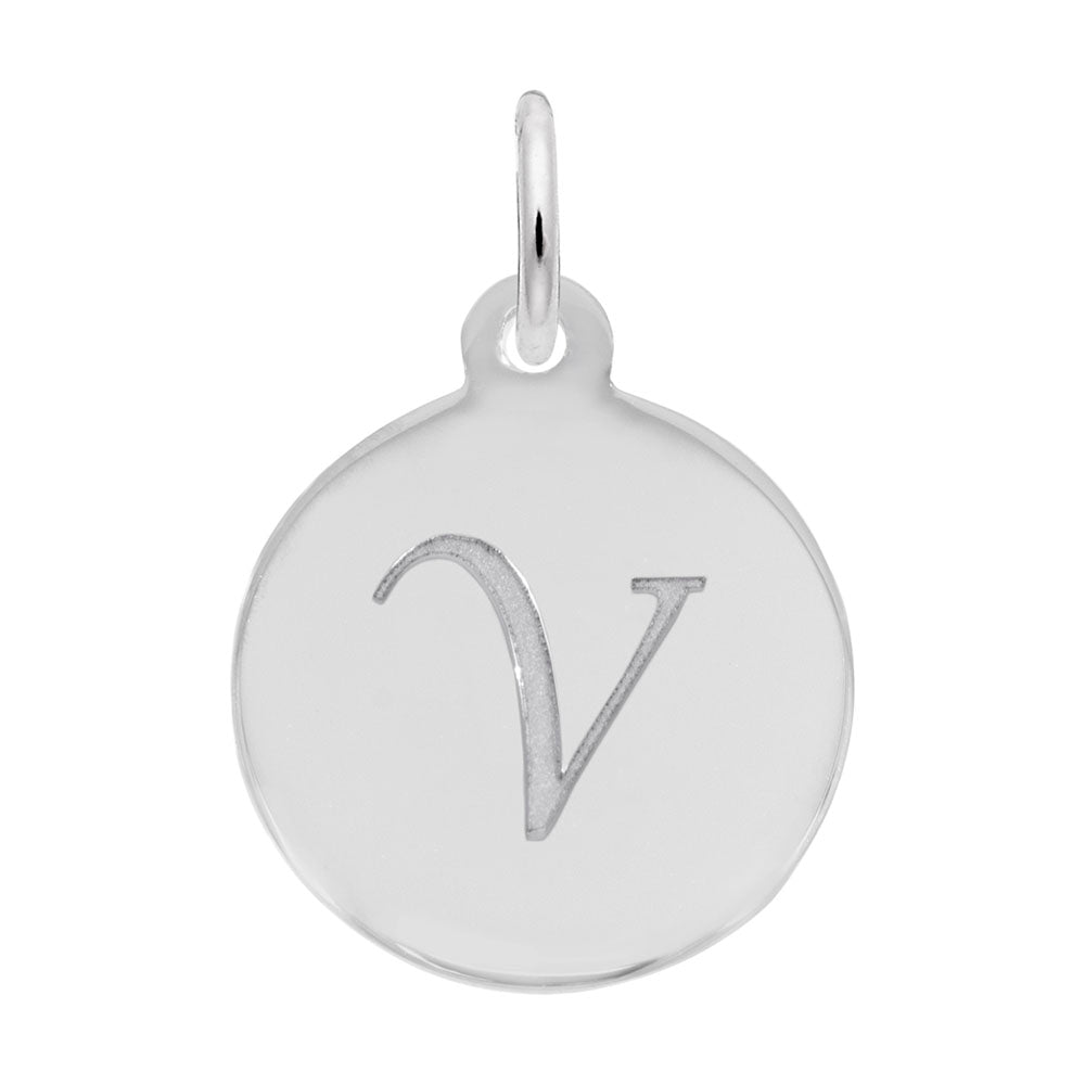 Rembrandt Charms - Script Initial Disc Charm-Letter V - 1896-022 Rembrandt Charms Charm Birmingham Jewelry