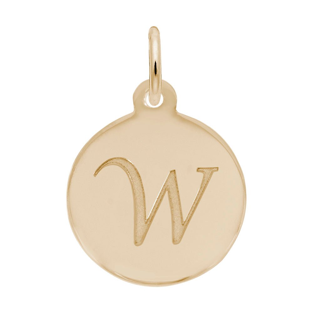 Rembrandt Charms - Script Initial Disc Charm-Letter W - 1896-023 Rembrandt Charms Charm Birmingham Jewelry