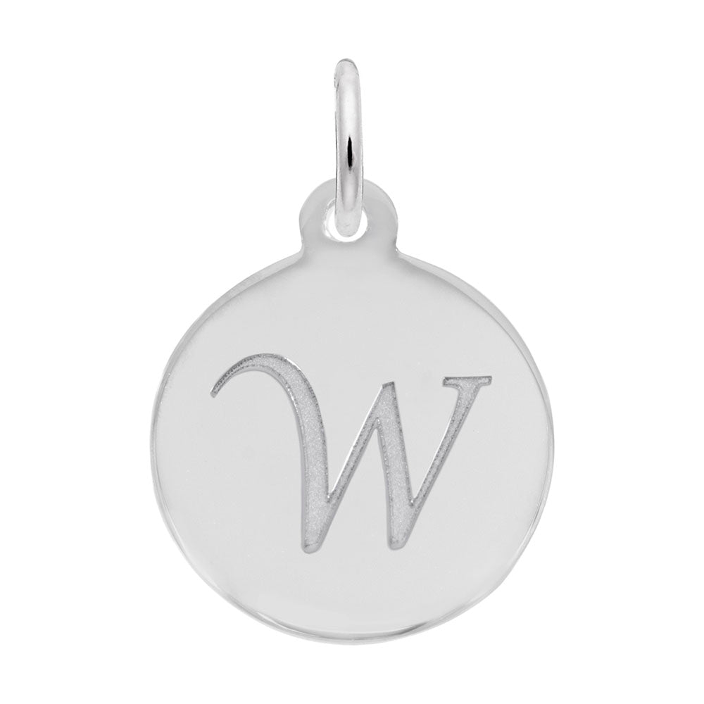 Rembrandt Charms - Script Initial Disc Charm-Letter W - 1896-023 Rembrandt Charms Charm Birmingham Jewelry