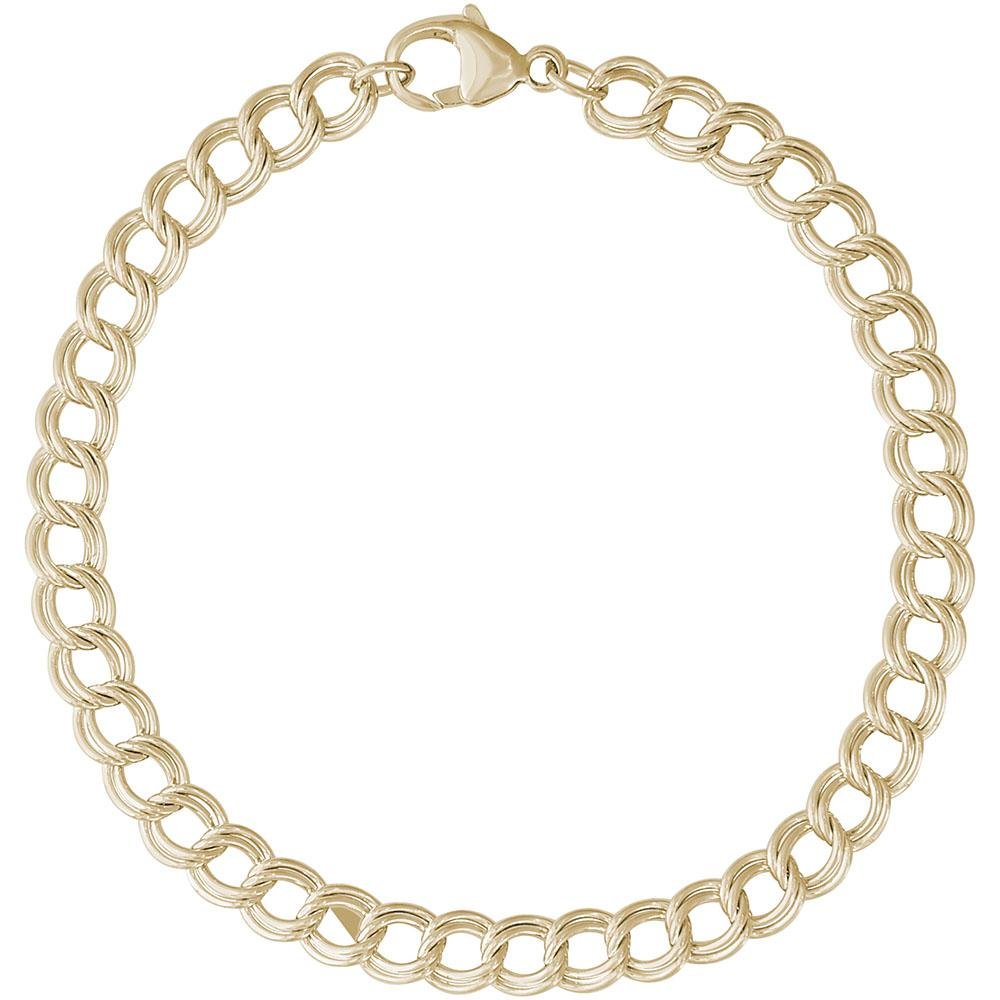 Rembrandt Charms - Small Double Link Dapped Curb Classic Charm Bracelet - 20-0117 Rembrandt Charms Bracelet Birmingham Jewelry