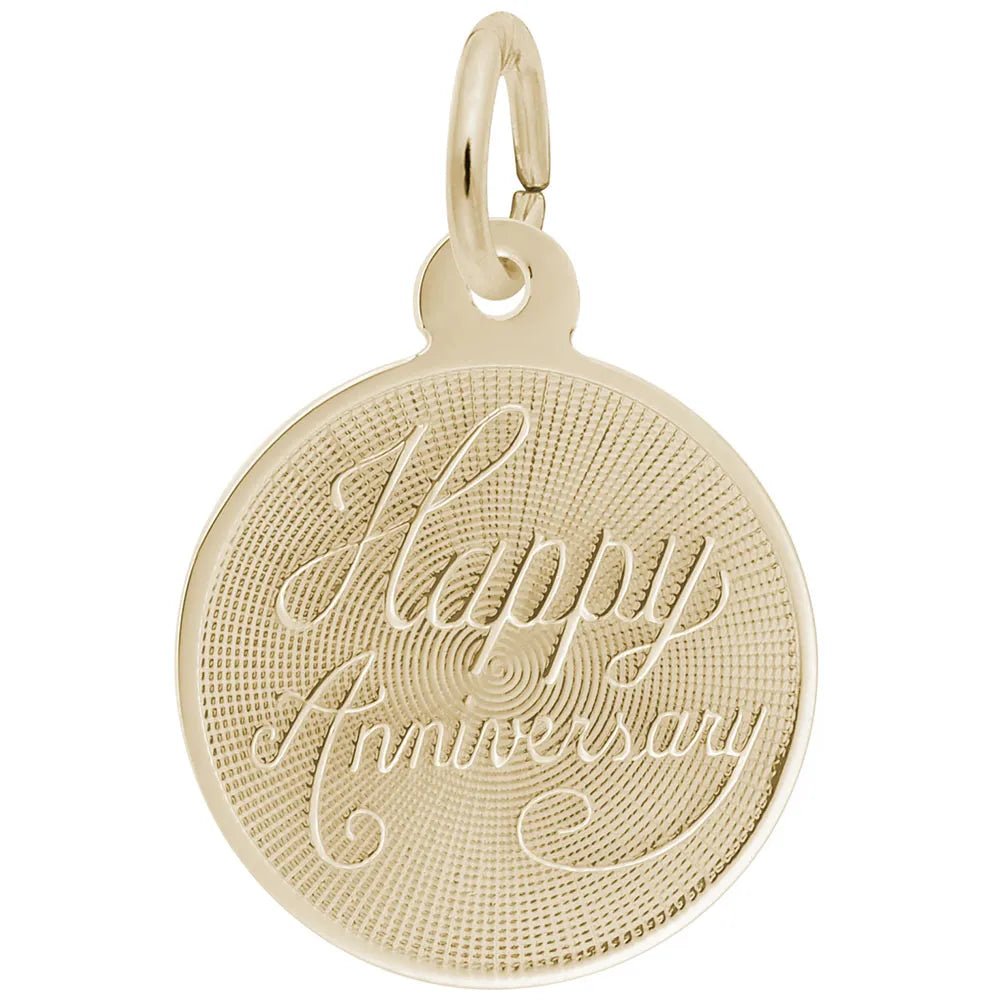 Rembrandt Charms - Small Happy Anniversary Disc Charm - 5787 Rembrandt Charms Charm Birmingham Jewelry