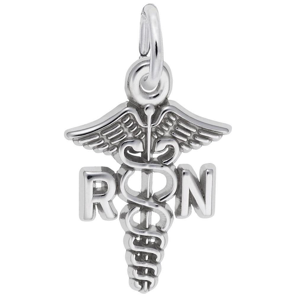 Rembrandt Charms - Small Registered Nurse Caduceus Charm - 0543 Rembrandt Charms Charm Birmingham Jewelry