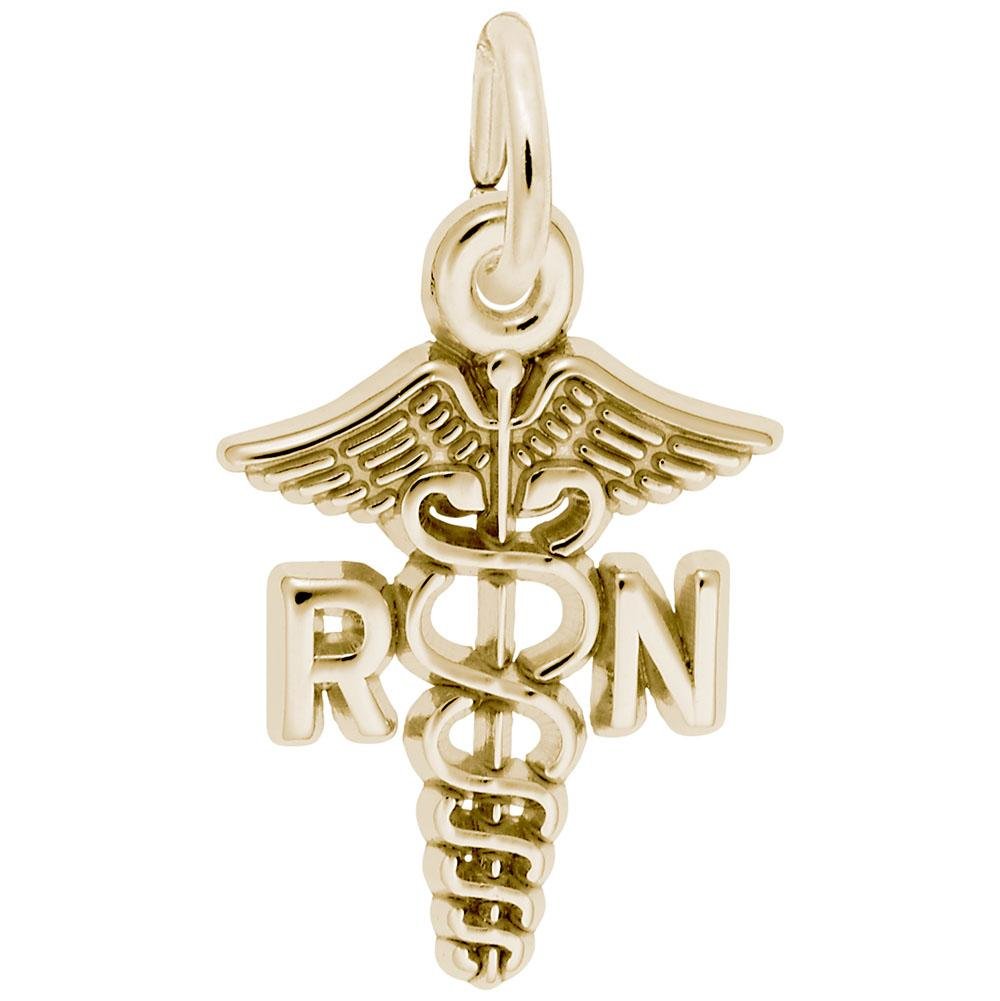 Rembrandt Charms - Small Registered Nurse Caduceus Charm - 0543 Rembrandt Charms Charm Birmingham Jewelry