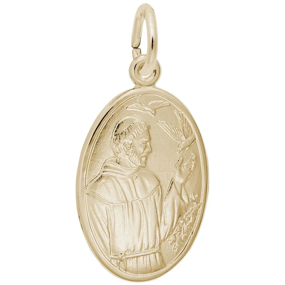 Rembrandt Charms - St. Francis Oval Disc Charm - 3401 Rembrandt Charms Charm Birmingham Jewelry