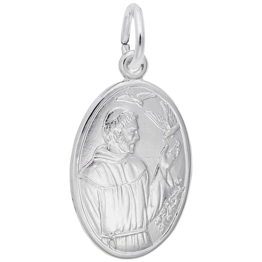 Rembrandt Charms - St. Francis Oval Disc Charm - 3401 Rembrandt Charms Charm Birmingham Jewelry