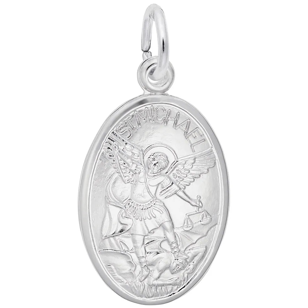 Rembrandt Charms - St. Michael Oval Disc Charm - 3388 Rembrandt Charms Charm Birmingham Jewelry