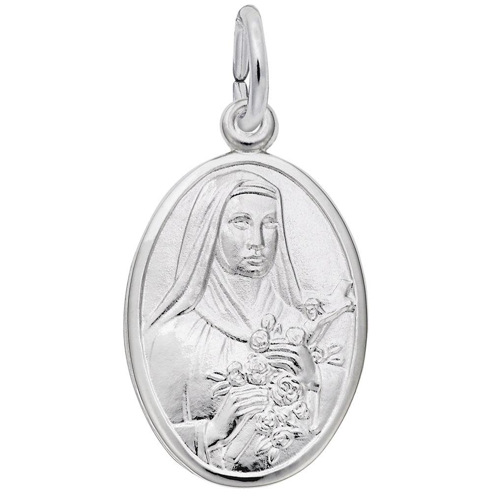 Rembrandt Charms - St. Theresa Oval Disc Charm - 3368 Rembrandt Charms Charm Birmingham Jewelry