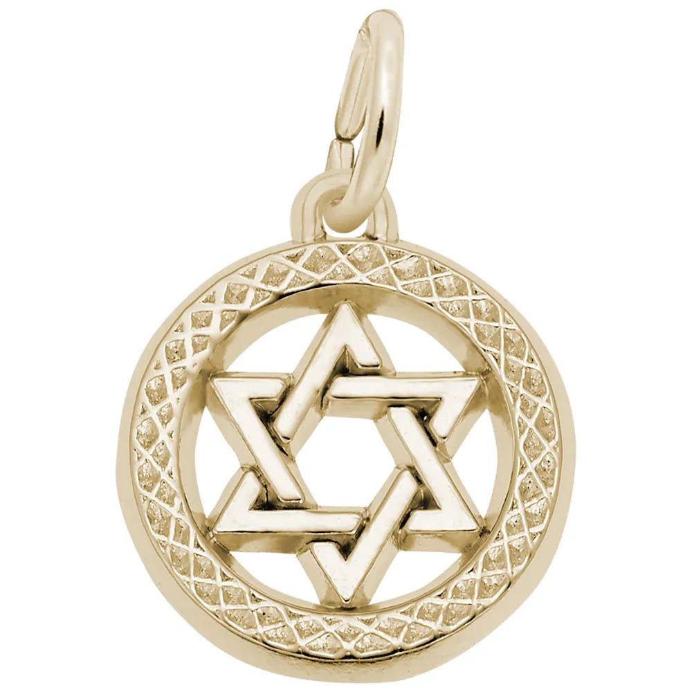 Rembrandt Charms - Star of David in Diamond Faceted Disc Charm - 5164 Rembrandt Charms Charm Birmingham Jewelry