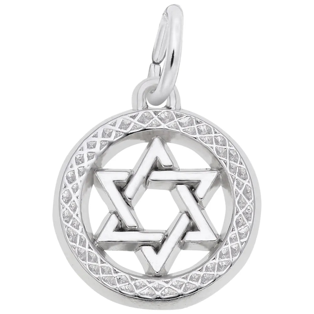 Rembrandt Charms - Star of David in Diamond Faceted Disc Charm - 5164 Rembrandt Charms Charm Birmingham Jewelry