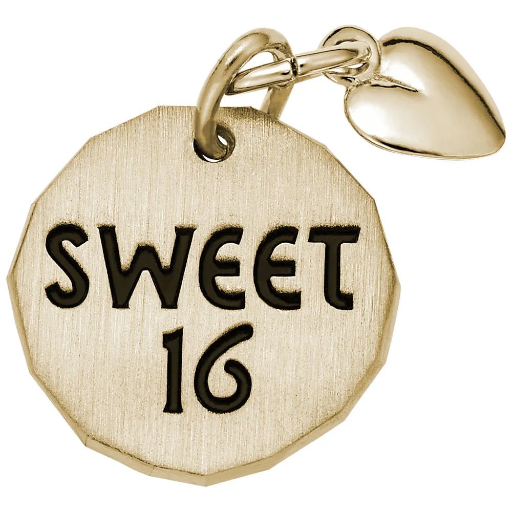Rembrandt Charms - Sweet Sixteen Tag with Heart Accent Charm - 8446 Rembrandt Charms Charm Birmingham Jewelry