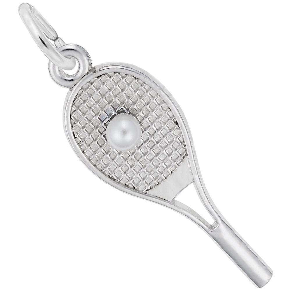 Rembrandt Charms - Tennis Racquet With Pearl Charm - 3947 Rembrandt Charms Charm Birmingham Jewelry