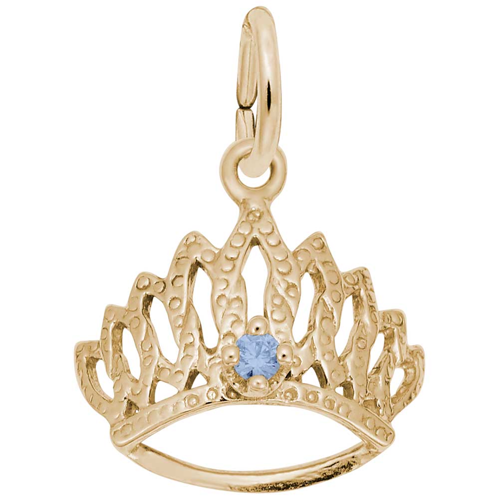 Rembrandt Charms - Tiara With March Stone - 1548-003 Rembrandt Charms Charm Birmingham Jewelry