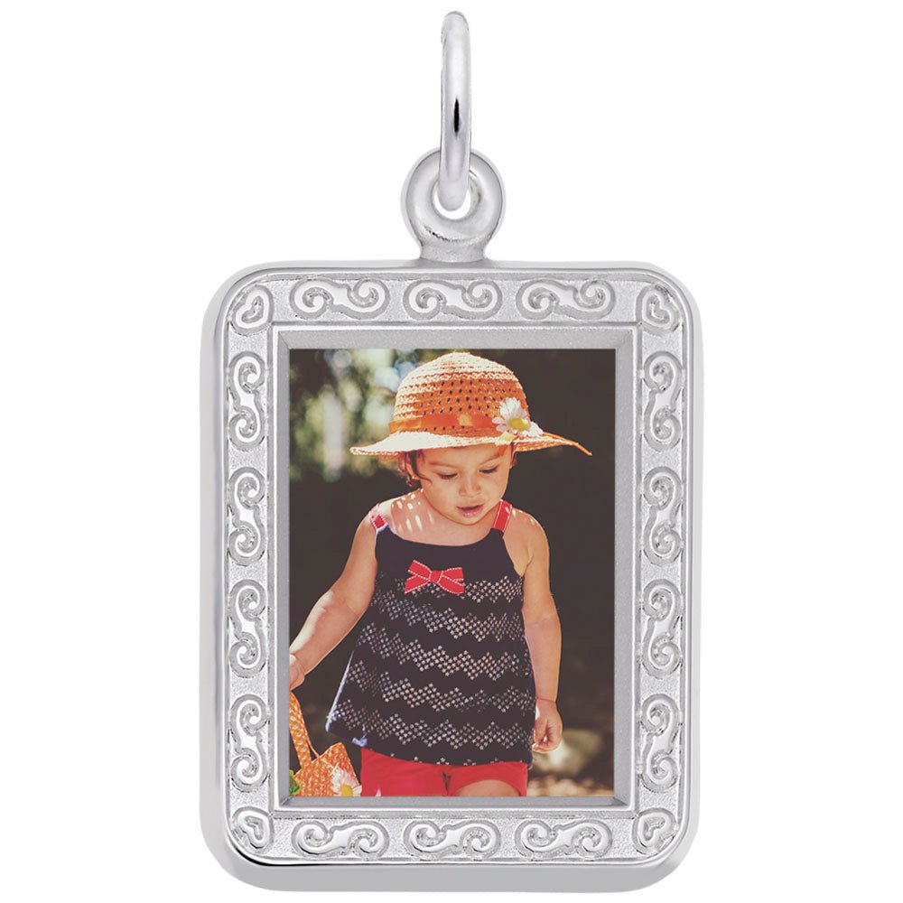 Rembrandt Charms - Vertical Rectangle Scroll Photoart Charm - 8614 Rembrandt Charms Charm Birmingham Jewelry