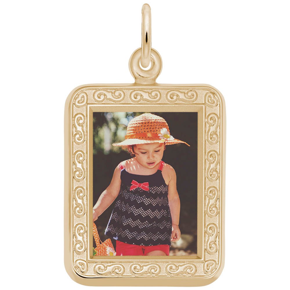 Rembrandt Charms - Vertical Rectangle Scroll Photoart Charm - 8614 Rembrandt Charms Charm Birmingham Jewelry