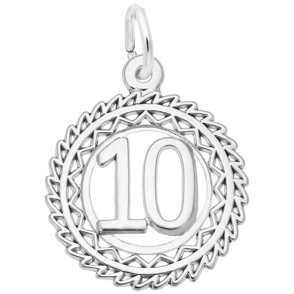 Rembrandt Charms - Victory Number Ten Charm - 2895-010 Rembrandt Charms Charm Birmingham Jewelry