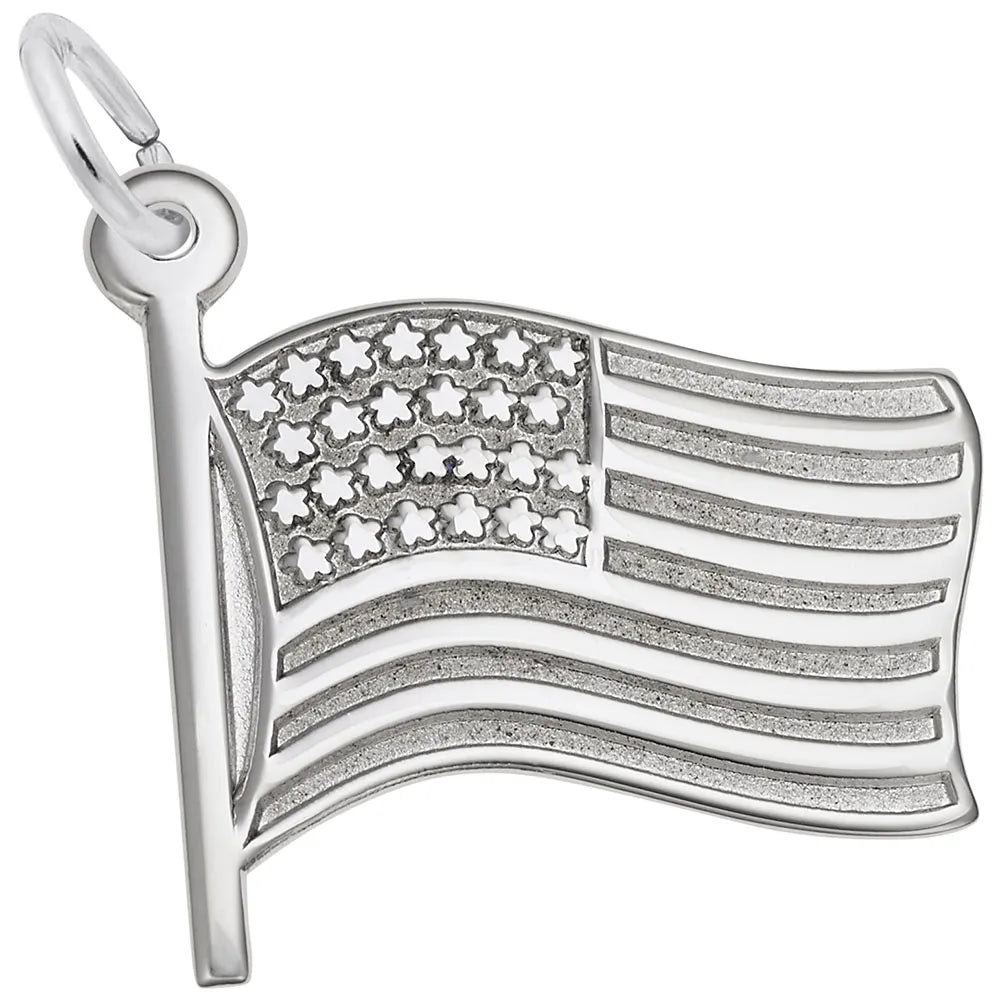 Rembrandt Charms - Waving American Flag Charm - 3861 Rembrandt Charms Charm Birmingham Jewelry