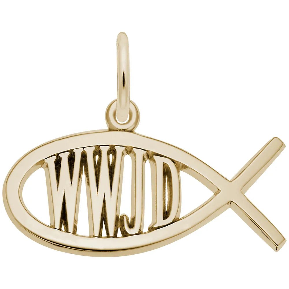 Rembrandt Charms - WWJD Fish Charm - 3582 Rembrandt Charms Charm Birmingham Jewelry