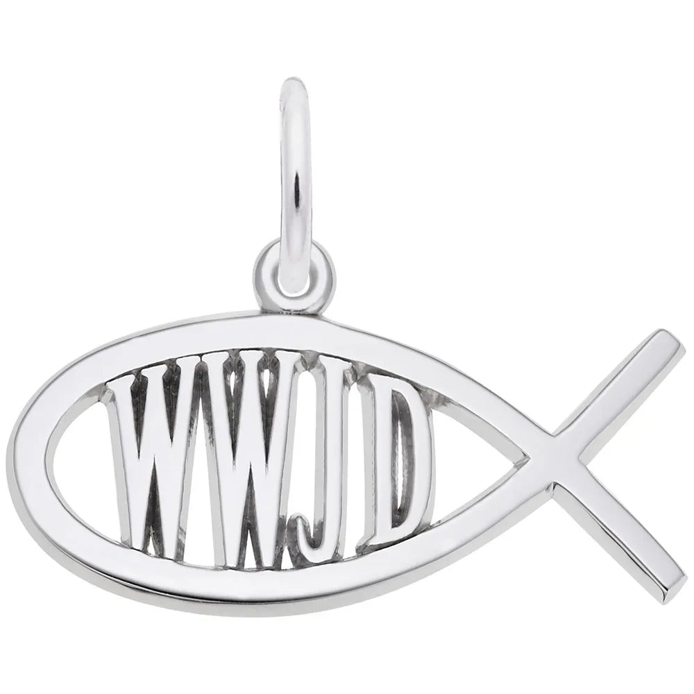 Rembrandt Charms - WWJD Fish Charm - 3582 Rembrandt Charms Charm Birmingham Jewelry