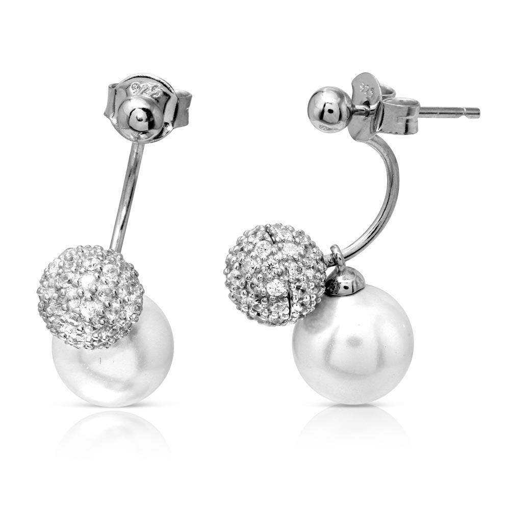 Ball with Sliding Mother of Pearl Earrings Silver Jewelry Silver Earrings Birmingham Jewelry Ball with Sliding Mother of Pearl Earrings sterling silver