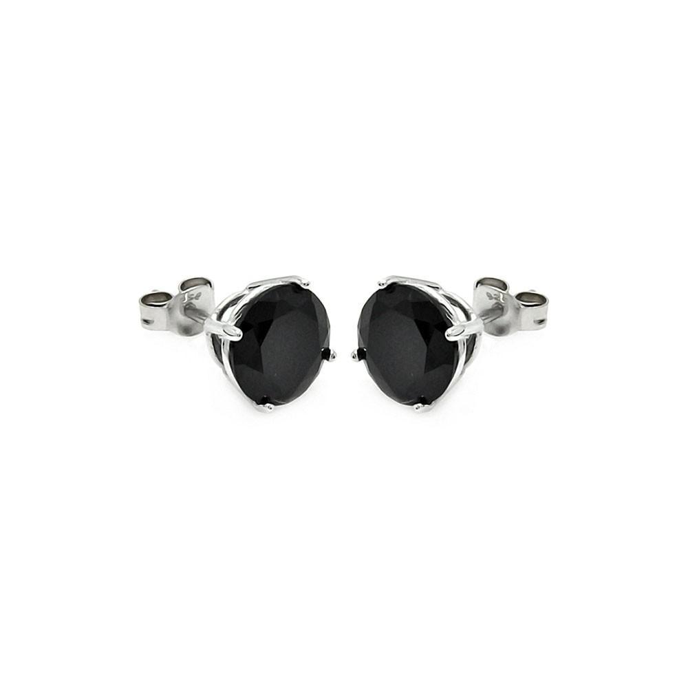 Black CZ Stud Earrings 6mm Silver Jewelry Silver Earrings Birmingham Jewelry