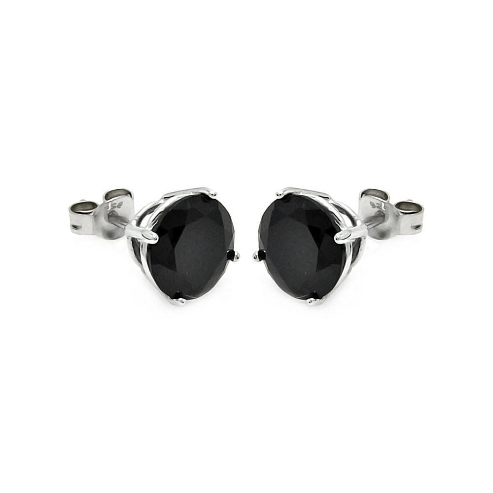 Black CZ Stud Earrings 8mm Silver Jewelry Silver Earrings Birmingham Jewelry