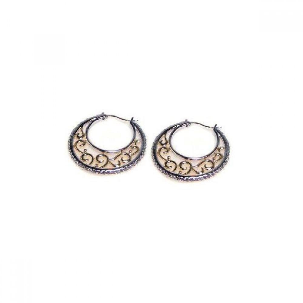 Crescent CZ Filigree Hoop Earrings Silver Jewelry Silver Earrings Birmingham Jewelry