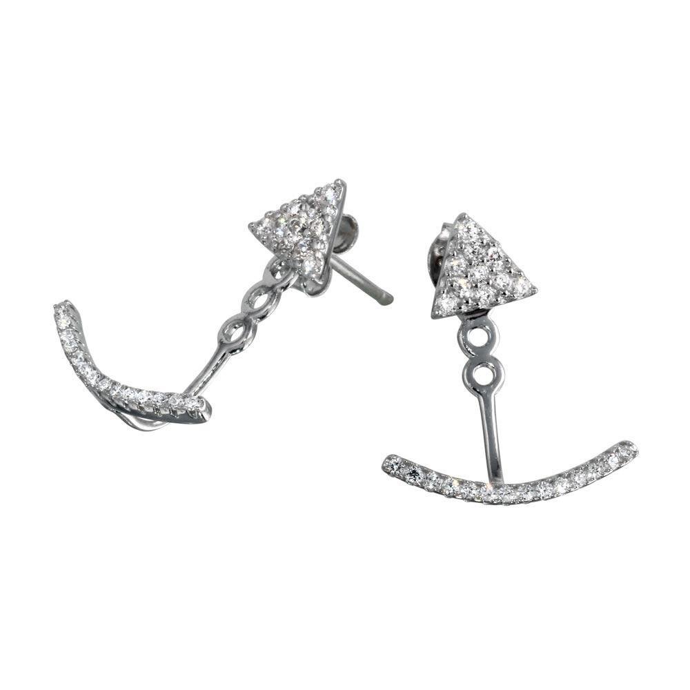 Curve CZ Hanging Stud Earrings Silver Jewelry Silver Earrings Birmingham Jewelry