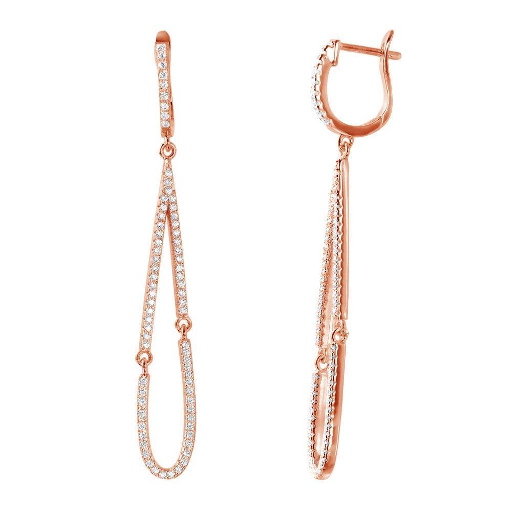 Dangling Open Tear Drop CZ Huggie Earrings Silver Jewelry Silver Earrings Birmingham Jewelry