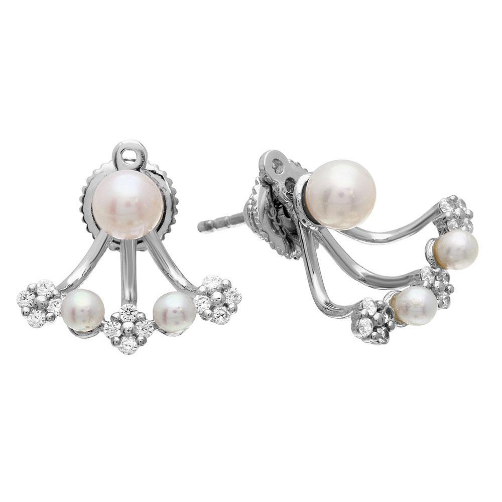 Fresh Water Pearl and CZ Hanging Earring Silver Jewelry Silver Earrings Birmingham Jewelry