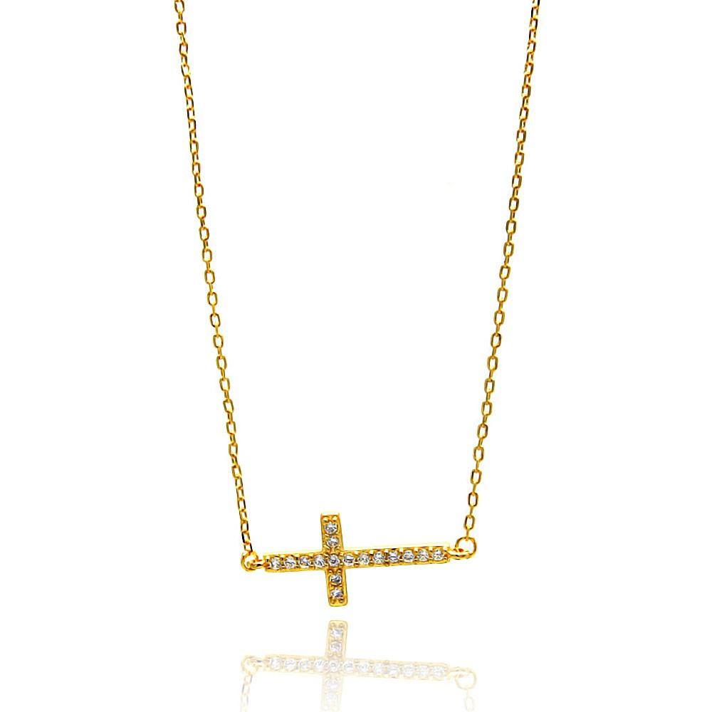 Sideways Cross CZ Necklace Birmingham Jewelry Silver Necklace Birmingham Jewelry