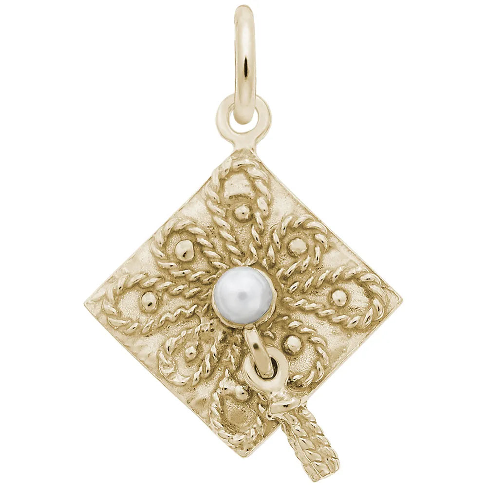 Rembrandt Charms - Graduation Cap with Pearl Charm - 0180 Rembrandt Charms Charm Birmingham Jewelry 
