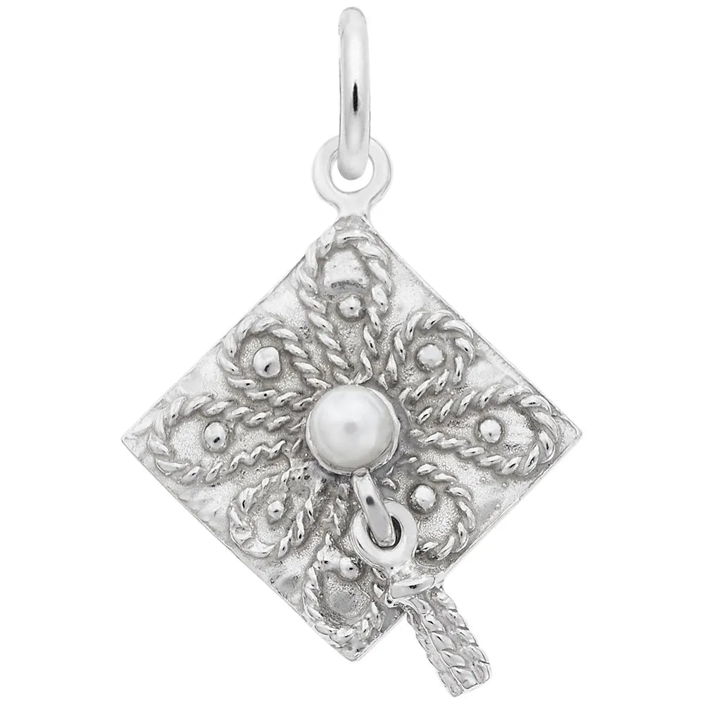 Rembrandt Charms - Graduation Cap with Pearl Charm - 0180 Rembrandt Charms Charm Birmingham Jewelry 