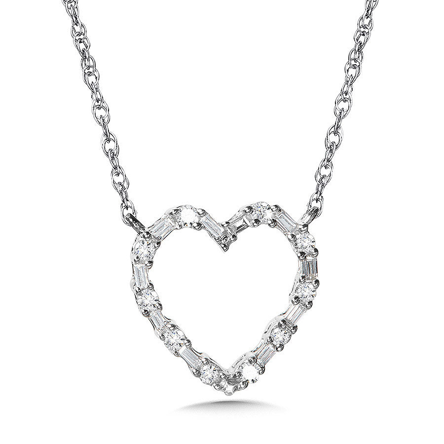 10K BAGUETTE DIAMOND HEART PENDANT
