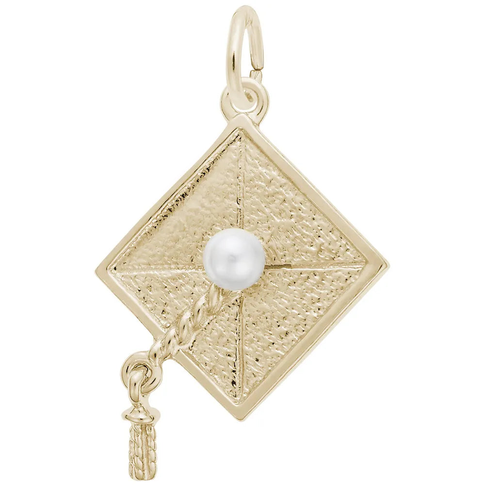 Rembrandt Charms - Graduation Cap with Pearl Charm - 1149