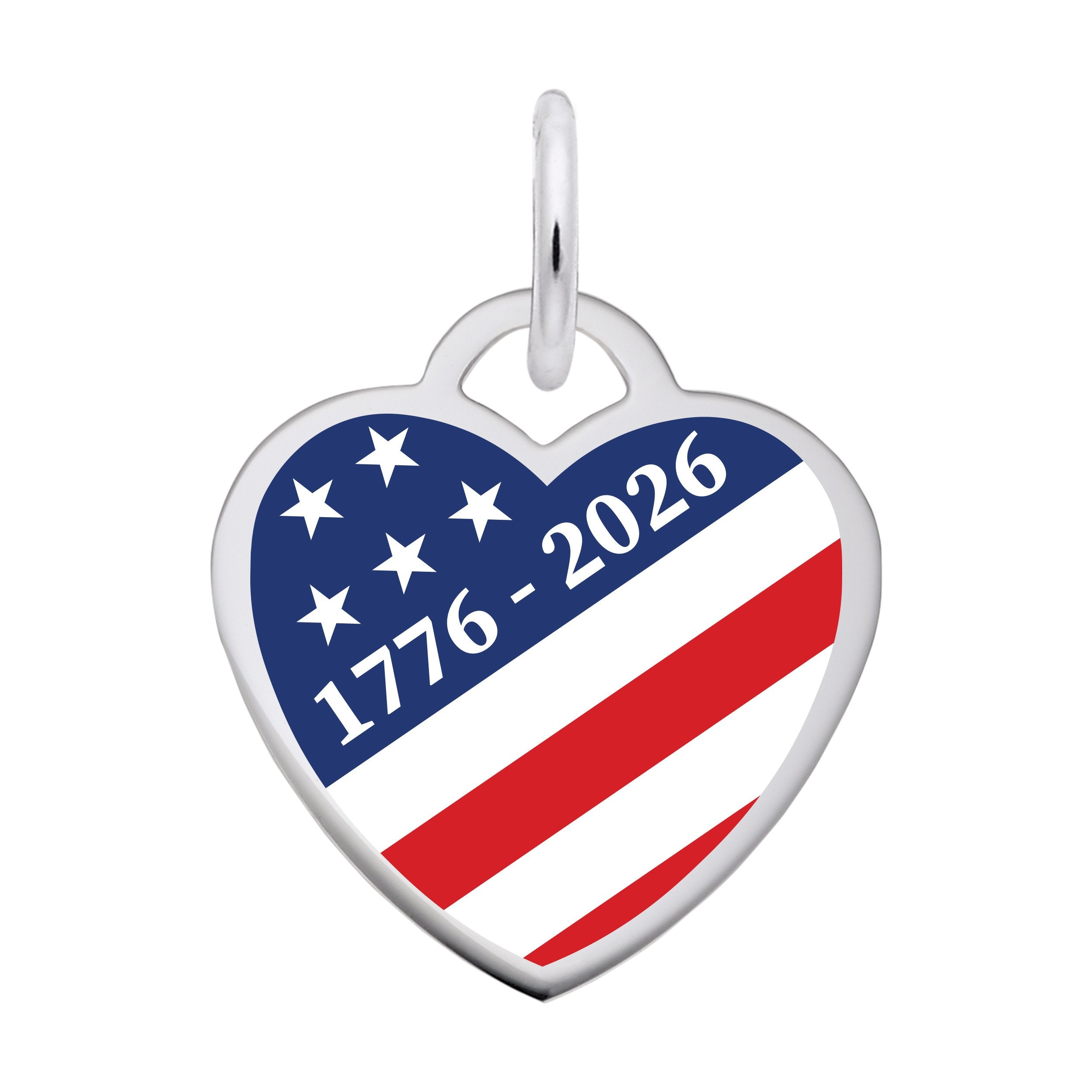 Rembrandt Charms - Painted USA 250 – 1776-2026 Stars & Stripes Heart Charm - 1227 Rembrandt Charms Charm Birmingham Jewelry 