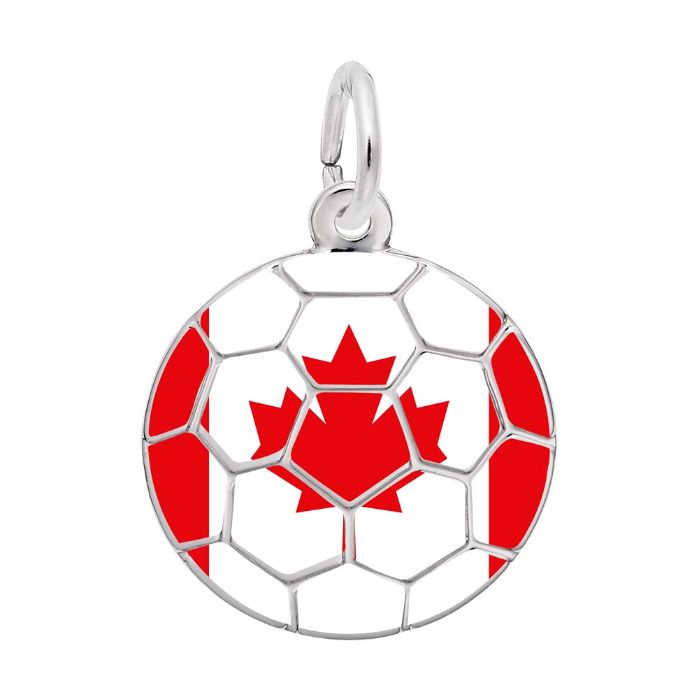 Rembrandt Charms - Painted World Soccer – Canadian Flag Charm - 1272 Rembrandt Charms Charm Birmingham Jewelry 